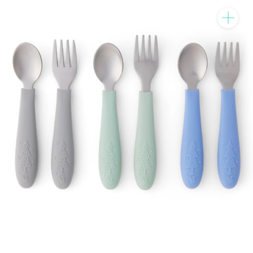 Babies/Toddler Stainless Steel Spoons + Forks with Silicone Handle