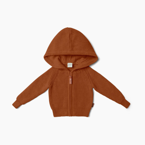 Goumi Kids Organic Cotton Knit Hoodie - Clay, 6-12 M