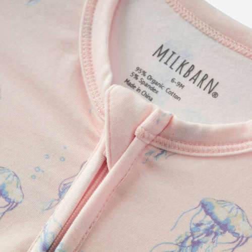 Sunset Jellyfish Cotton Stretch Zipper Footed Romper - Milkbarn Kids | Maisonette