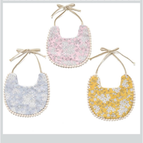 GZMM Baby Bib for Girls,Reversible Waterproof Handmade Natural Cotton Baby Drool Bib 0-12 Months 3 Pack