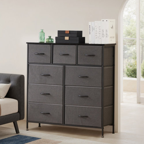 17 Stories 39.37'' W 9-Drawer Fabric Dresser with Wood Top, Storage Chest & Reviews | Wayfair