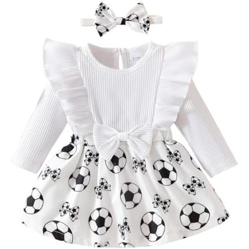 Chichoo Baby Girl Clothes Infant Fall Winter Outfits Newborn Long Sleeve Romper Dress Ruffle Bodysuit With Headband