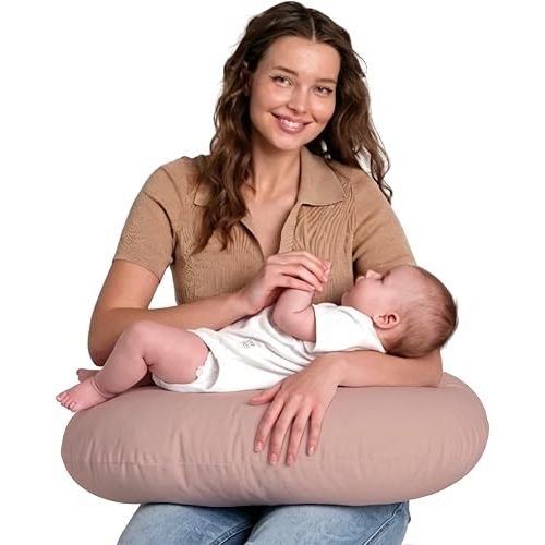 Little Grape Land Nursing Pillow for Breastfeeding, Ergonomic Baby Pillow for Mom and Infant Support, Removable Cover Breastfeeding Pillow for Bottle & Nursing Feeding (Rosy)