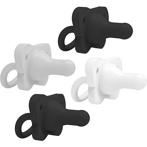 Dr. Brown's HappyPaci 100% Silicone Baby Pacifier, Contoured One-Piece Design, Gray, Black, White, 0-6m, BPA-Free, 4-Pack