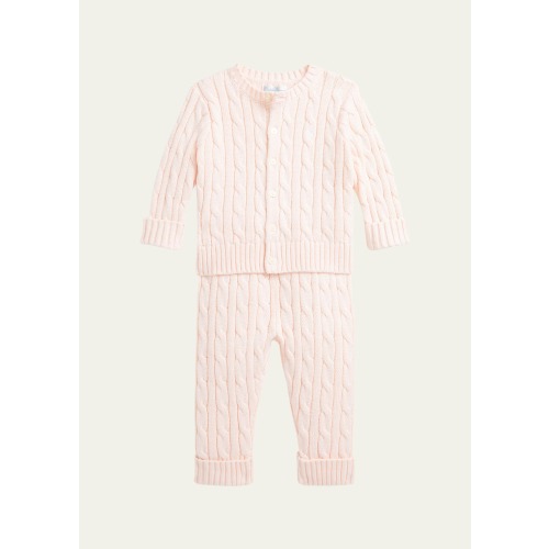 Kid's Cotton Cable Knit Sweater & Pants Set, Size 12 Months