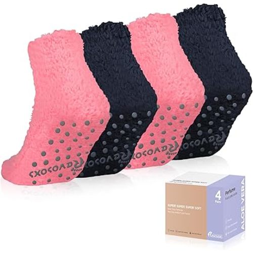 Fuzzy Grip Socks for Women Men,Thick Warm Slipper Cozy Fluffy Non Slip Ankle Hospital socks With Grips.