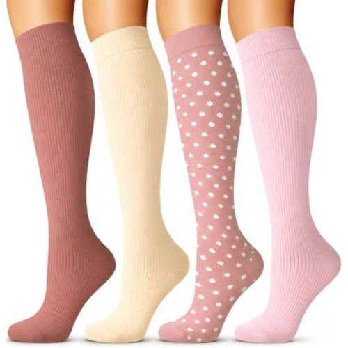 4 Pairs-Compression Socks for Women&Men Circulation-Best Support for Nurses,Running,Athletic