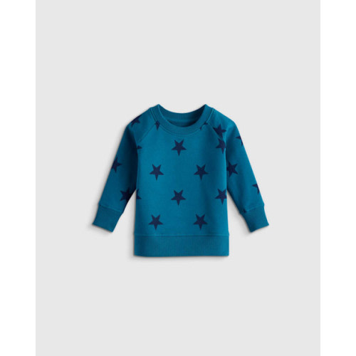 Quince Organic Cotton French Terry Crew Neck Sweatshirt - Baby in Blue Stars