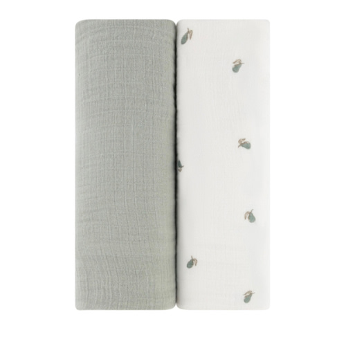 2 Pack Cotton Muslin Swaddle Blanket - Sage Pear – Ely's & Co.