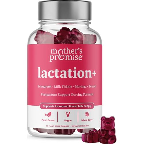 Mother's Promise Lactation Supplement Gummies for Breast Milk Production Increase | Postnatal Lactation Support for Breastfeeding, Nursing & Lactating with Fenugreek, Moringa & Milk Thistle | Vegan