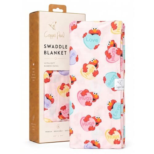 Copper Pearl Swaddle Blankets for Newborns | Soft Stretchy Receiving Blankets for Boys and Girls | Large 46 x 46 Inch Baby Blankets | Lightweight and Breathable Swaddles | Elmo Heart Candies