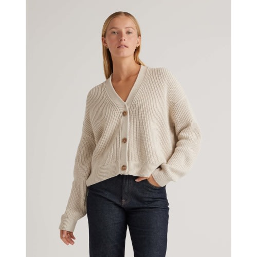 100% Organic Cotton Fisherman Boxy Cropped Cardigan