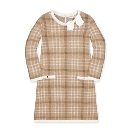 Hope & Henry Girls' Organic Long Sleeve Bow Detail Intarsia Sweater Dress, Infant