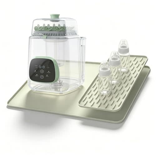 Sliding Tray Pad Compatible with Momcozy Bottle Washer, Silicone Countertop Protector with Drip Drying Pad, Non-Slip Kitchen Surface for Cleaning Station Organization（only mat）