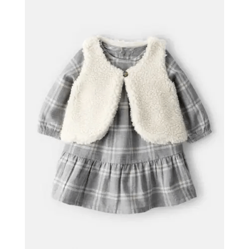 Baby Girl 2-Piece Plaid Sherpa Vest & Dress Set | Carter's