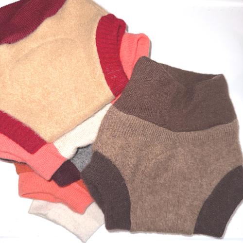 Small 2-8M 10-15 lb Upcycled 100% Wool Diaper Cover Soaker - Tan Brown Rust