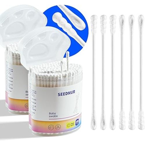 Baby Cotton Swabs Paper Sticks Cotton Buds for Newborn,Kids 100% Organic Cotton Qtips Cotton Swabs 400 Count for Baby Ear Nose Clean