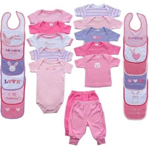 Luvable Friends Baby Girl Layette Gift Cube, Pink Bunny, 0-3 Months - Pink Bunny