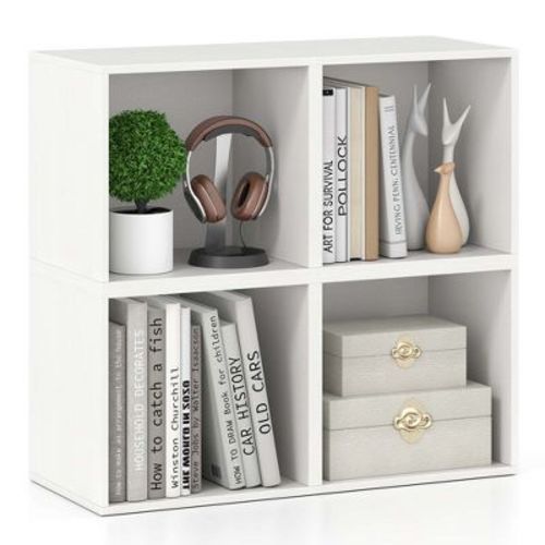 Costway 1/2/4 PCS Cube Storage Organizer Stackable Open Book Shelf for Small Space Storage System Brown/White