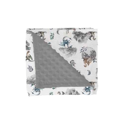 Watercolor Dragons Baby Blankets for Girl Boy Fairytale Dragon Wings Leaves Soft Mink Dotted Backing Double Layer Swaddle Blanket for Toddler Nursery Crib Fantasy Dragon Moon Clouds Bed Blanket 30x40