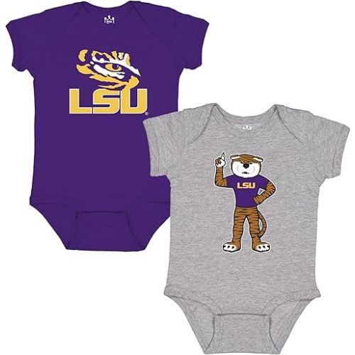 Little King NCAA Bodysuit 2 Pack Short Sleeve-100% Cotton-Infant Sizes 0-3M 6M 12M 18M
