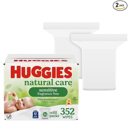 Huggies Natural Care Sensitive Baby Wipes, Unscented, Hypoallergenic, 99% Purified Water, 2 Refill Packs (352 Wipes Total)