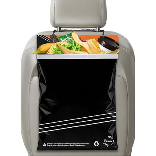 50 Pcs Disposable Car Trash Bags – Leakproof & Odor-Lock 2 Gallon Hanging Auto Garbage Bags – Hanging from Headrest/Easy Stick-On Trash Can for Car, Truck, SUV, Travel & Ride-Share