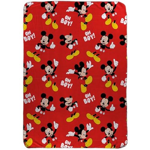 Jay Franco Kids Plush Throw Blanket – Soft & Cozy Fleece Throw for Bedroom & Couch Décor, Official Licensed Product, Red - Mickey Mouse, 46x60 - Throw Blanket