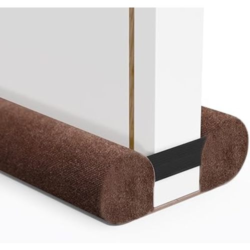 Upgraded Door Draft Stopper for Bottom of Door, Under Door Gap Filler for Big Gap, No Folding Required, Flexible Installation Door Sweep soundproofing Strip for Home & Apartment, 28-32in, Brown