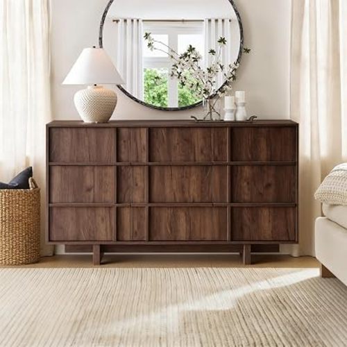 55" Wide 9 Drawer Dresser for Bedroom, Skeleton Line Design