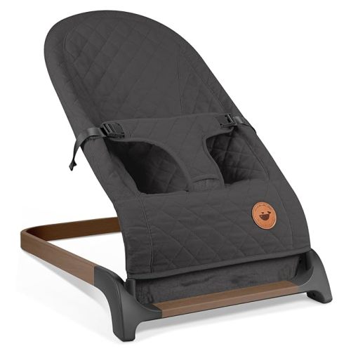 ANGELBLISS Baby Bouncer, Portable Bouncer Seat for Babies, Infants Bouncy Seat with Cotton Fabric, Natural Vibrations (Anthracite)