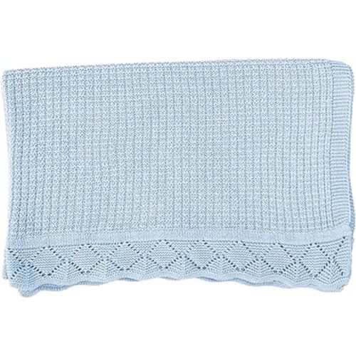 Baby Knit Blanket, 100% Cotton Waffle Patterns, Soft, Cozy, Lightweight Swaddle for Newborn & Infant Swaddling Beige Neutral, Perfect Baby Shower Ideas Baby Blue 30x30