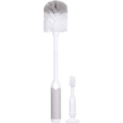 Ubbi Baby Bottle Brush Set, Bottle Brush and Nipple Brush, Baby Cleaning Essentials, Gray