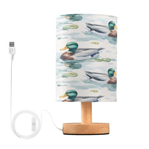 Small Table Lamp LED Bedside Nightstand Lamps with Fabric Shade Decor Desk Lamp for Living Room Bedroom Office Mallard Ducks on Water