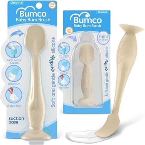 Bumco Baby Bum Brush + Travel Diaper Cream Spatula Set With Case (Ivory)