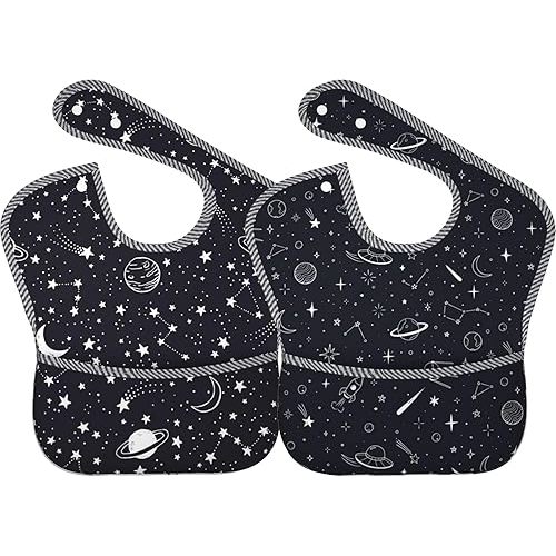 Bibs Cute Baby Stuff 2Packs for 6-24 Months Waterproof Washable Fabric