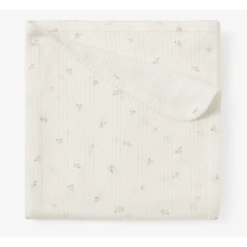 White Floral Organic Cotton Pointelle Baby Blanket