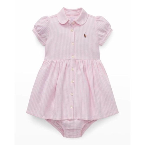 Yarn-Dyed Oxford Mesh Stripe Dress With Matching Bloomers, Size 3M-24M
