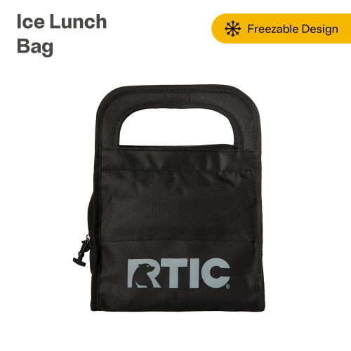 RTIC Ice Lunch Bag, Soft-Sided, Insulated Lunch Bag, Freezable, Collapsible, Black
