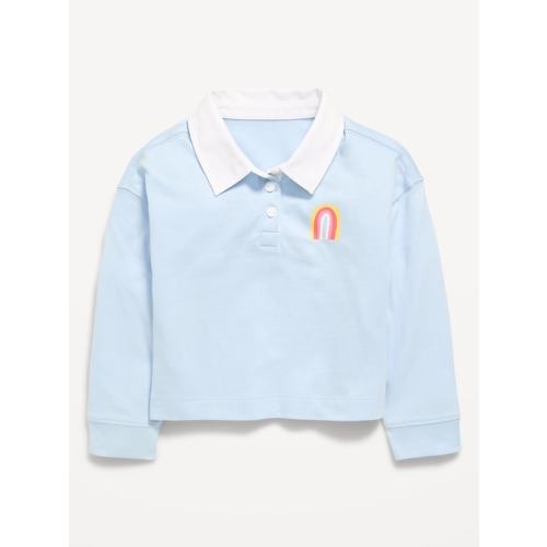 Long-Sleeve Cropped Polo Shirt for Toddler Girls