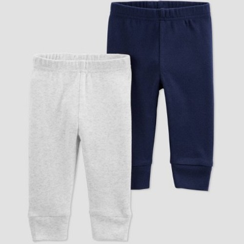 Baby Boys' 2pk Solid Pull-On Pants - Just One You® made by carter's Gray/Blue Newborn