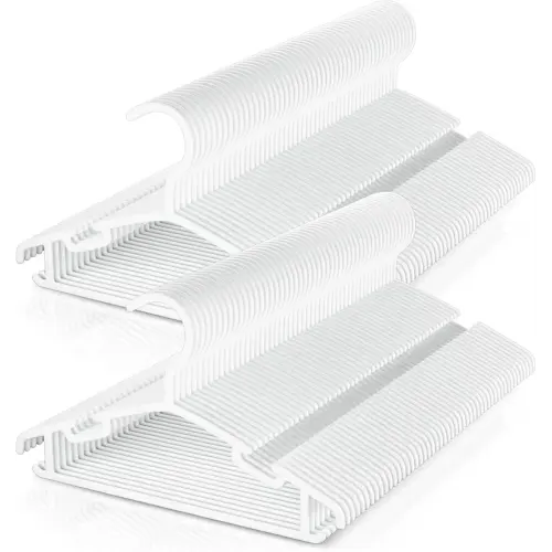 Baby Hangers 100 Pack Non-Slip Kids Plastic Hangers for Closet, Space Saving Toddler Hanger for Infant Clothing, Childrens Hanger for Child, White