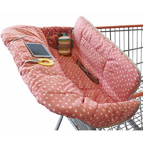Shopping Cart Cover for Baby or Toddler | 2-in-1 High Chair Cover | Universal Fit | Includes Carry Bag | Machine Washable | Fits Restaurant Highchair | Perfect for Girl (Pink Dots)