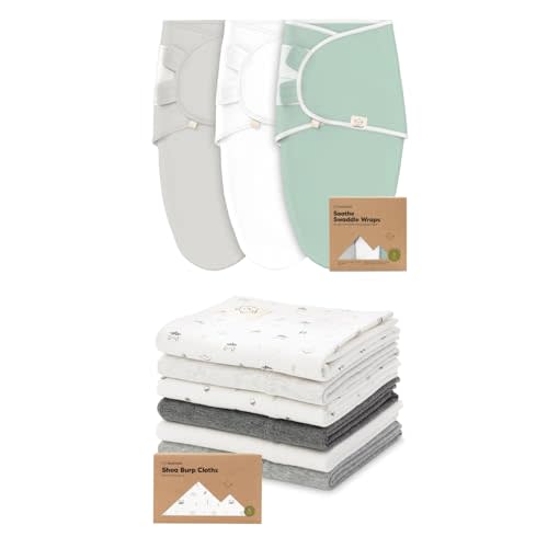 KeaBabies 3-Pack Baby Swaddle Sleep Sacks and 6-Pack Baby Burp Cloths for Baby Boys and Girls - Organic Newborn Swaddle Sack - Large Baby Burp Cloths, Burping Cloths for Babies