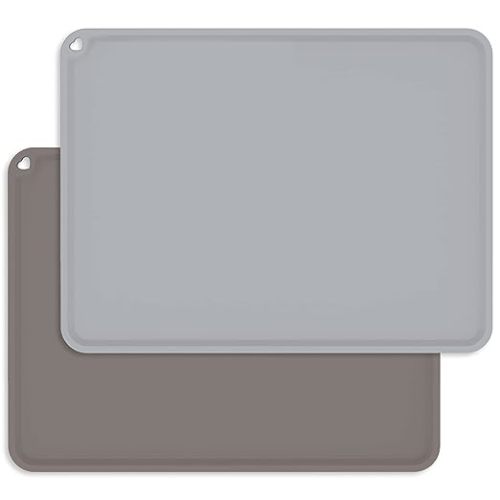 Toddler Placemat, Silicone Placemats for Kids Toddler Children Reusable Non-Slip Table Mats Baby Food Mats for Restaurant, 2 Set,Darkgrey&LightGrey - Darkgrey&lightgrey