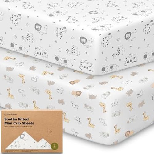 2pk Mini Crib Sheets Fitted 38x26 Pack N Play Mattress Sheet (KeaSafari)