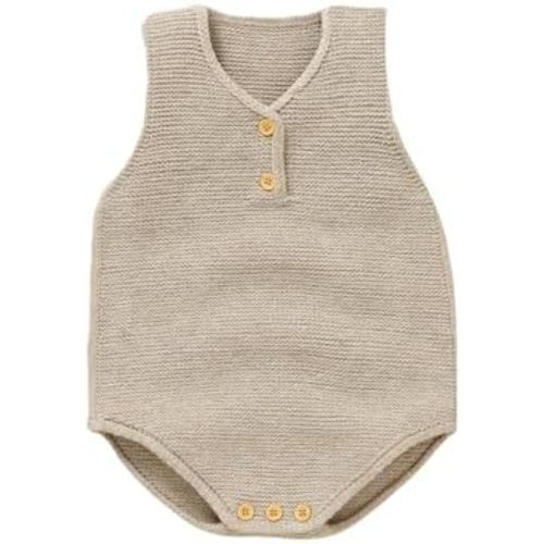 Baby Knit Romper Summer Sleeveless V-Neck Sweater for Newborn Infant Baby Boys and Girls Onesie
