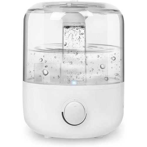 Air Humidifier, Cool Mist Humidifier with 3L Water Tank, Humidifier for Bedroom & Single Room, Essential Oil Aroma Diffuser, Ultrasonic Cool Mist, Lower Noise, Adjustable 360° Knob, Auto Shut-Off.