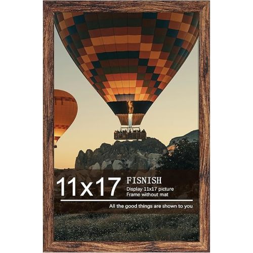 11x17 Picture Frame Brown, Classic Poster Frame for Horizontal or Vertical Wall Mounting, 1 Pack