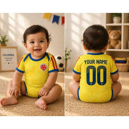 Personalized Colombia Baby Soccer Jersey Bodysuit | Custom Name Number Infant Outfit